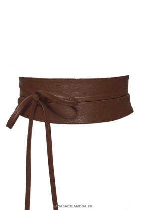 Cinturón fajín marrón de piel